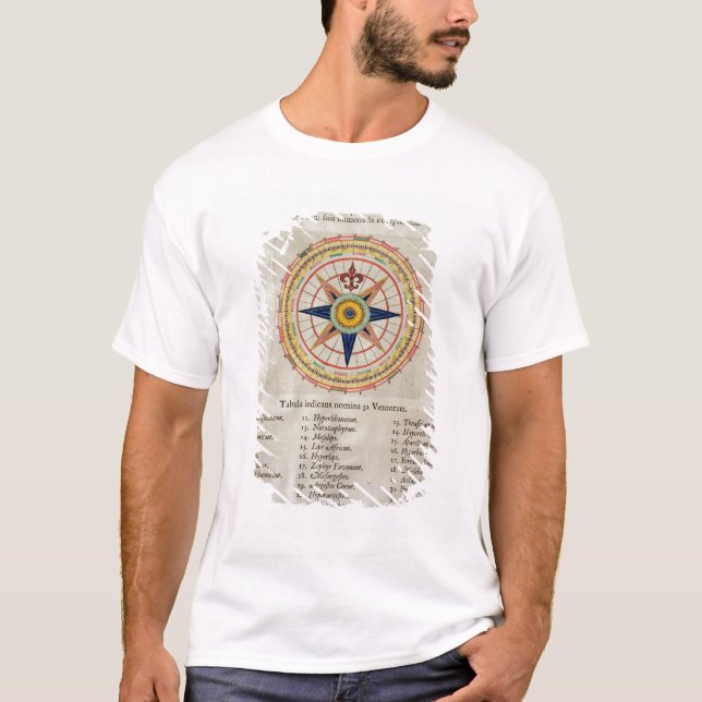 Wind rose with the 32 winds ofthe world T-Shirt (Front)