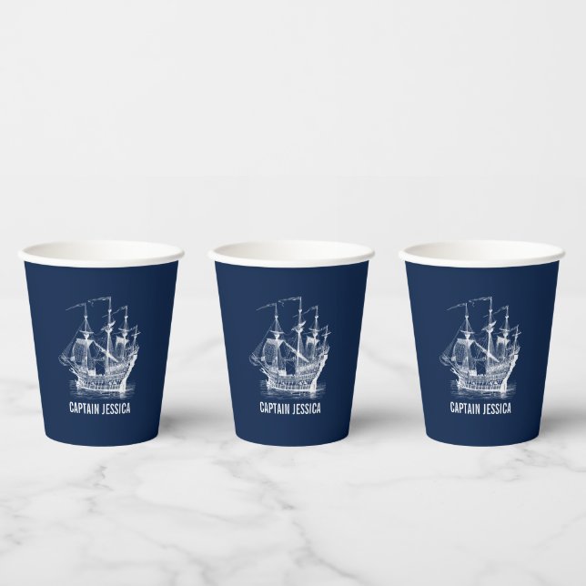 Wind Sailing Vintage Nautical Boat Paper Cups (Multi)
