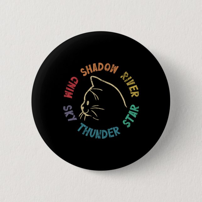 Wind Shadow River Star Thunder Sky Cat Feline Pull 2 Inch Round Button (Front)