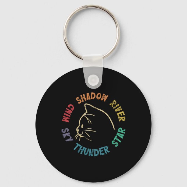 Wind Shadow River Star Thunder Sky Cat Feline Pull Keychain (Front)