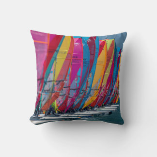 Wind surfers bonaire throw pillow