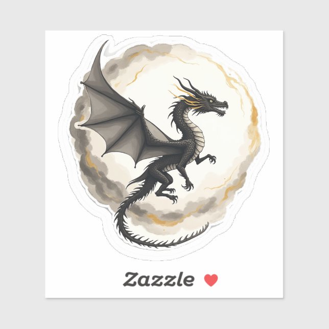 Wind-Swept Ink Wash Dragon Sticker (Sheet)