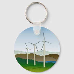 Wind Turbine by Lake Keychain