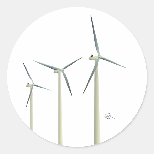 Wind Turbine Classic Round Sticker (Front)