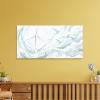 Wind Turbine Dissolving into Clouds, Environmental Canvas Print