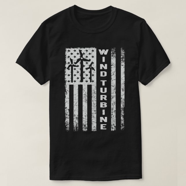 Wind Turbine Flag  Wind Power Outfit Windmill Oper T-Shirt (Design Front)