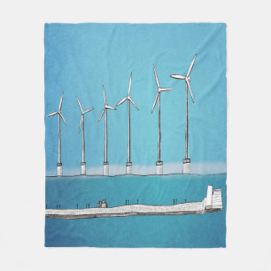Wind Turbine Fleece Blanket