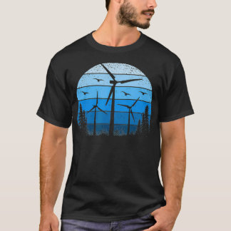Wind Turbine Retro Green Renewable Energy Windmill T-Shirt