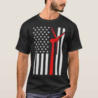Wind Turbine Technician American Flag T-Shirt
