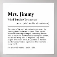 Wind Turbine Technician Personalized Gift Poster