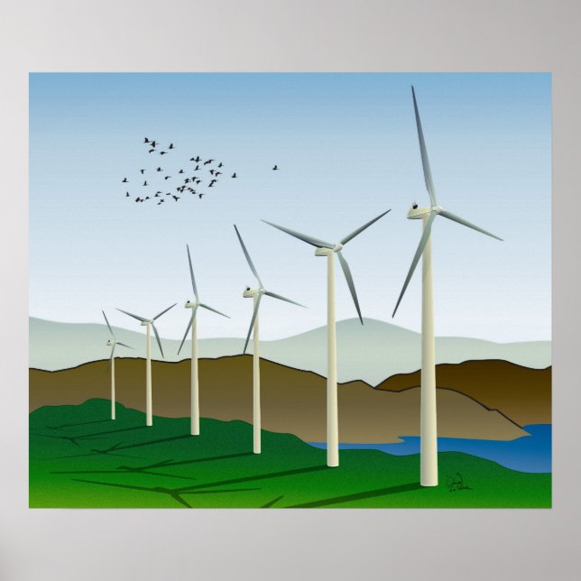 Wind Turbines Art Poster (Front)