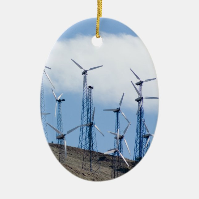 Wind Turbines Ceramic Ornament (Front)