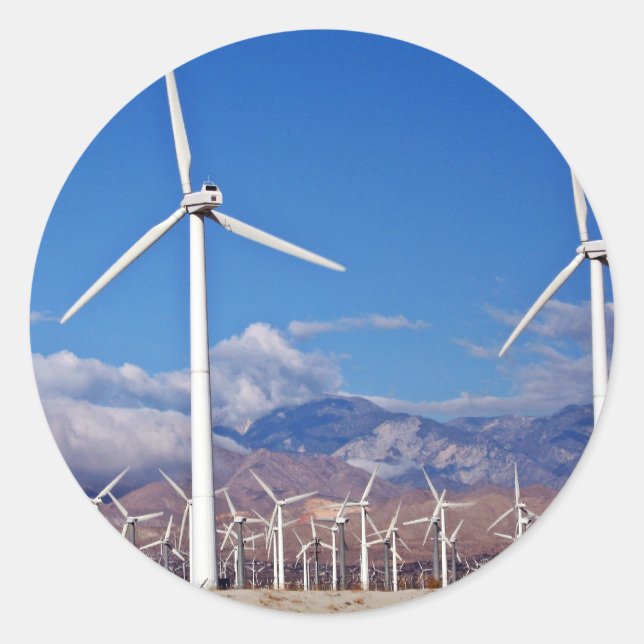 Wind turbines classic round sticker (Front)