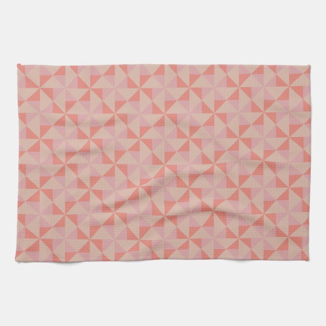 Wind turbines - orange triangle design kitchen towel (Horizontal)