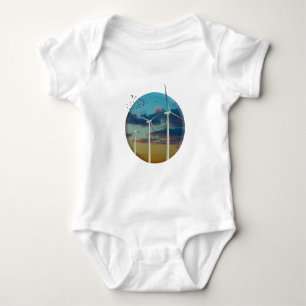 Wind Turbines Painted Sky Baby Bodysuit