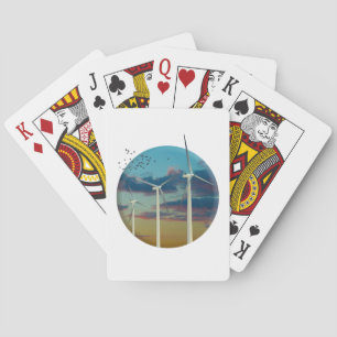 Wind Turbines Painted Sky Playing Cards