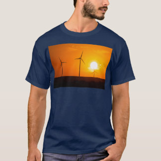 Wind turbines silhouettes 1 T-Shirt