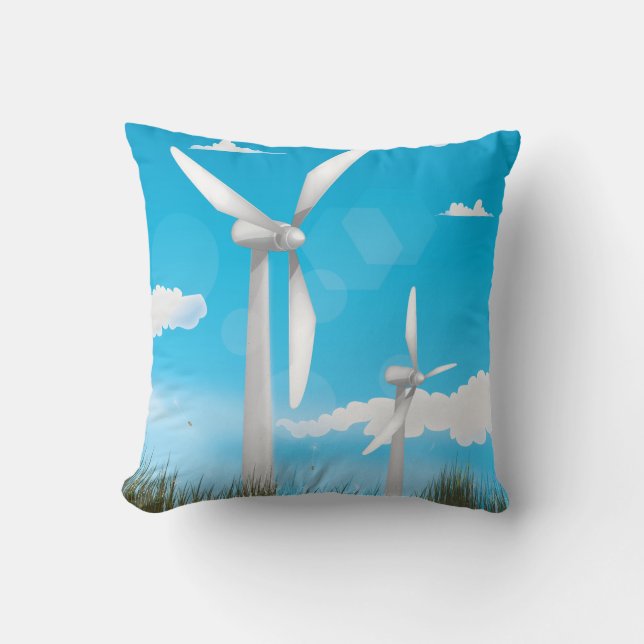 Wind Turbines Throw Pillow (Front)