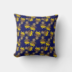 Wind up cymbal, clapping monkey pattern throw pillow