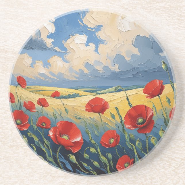 Wind whisper in poppies coaster (Front)