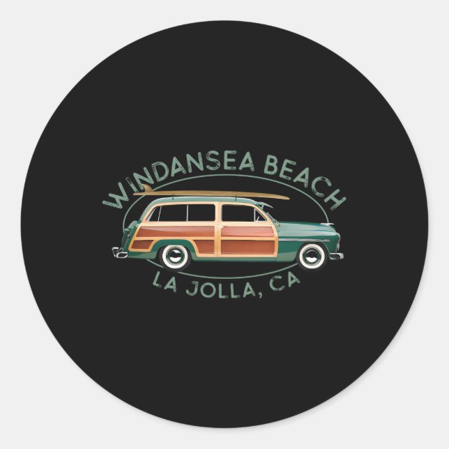 Windansea Beach La Jolla California Surfing Classic Round Sticker (Front)