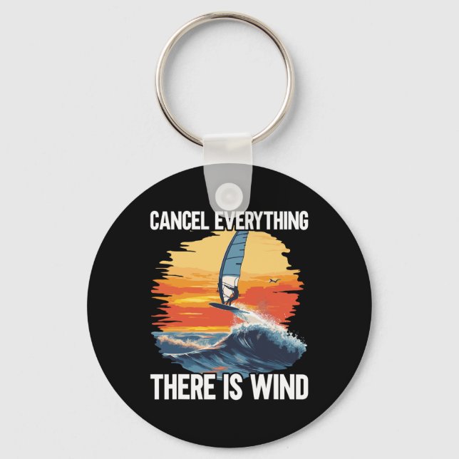 Windfoiling Board There Is Wind Wing Foil Surfing  Keychain (Front)