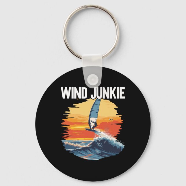 Windfoiling Board Wind Junkie Wing Foil Surfing  Keychain (Front)