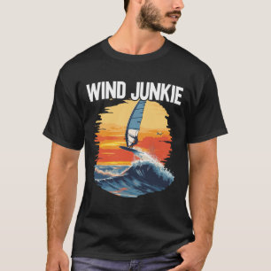Windfoiling Board Wind Junkie Wing Foil Surfing T-Shirt