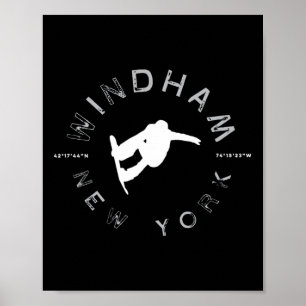 Windham New York Vintage Retro Snowboarding  Poster