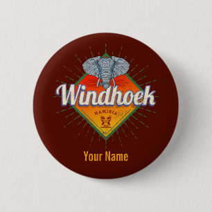 Windhoek Namibia Retro Elephant Vintage Africa 2 Inch Round Button