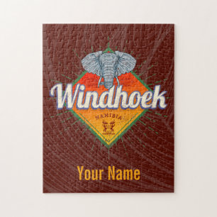 Windhoek Namibia Retro Elephant Vintage Africa Jigsaw Puzzle