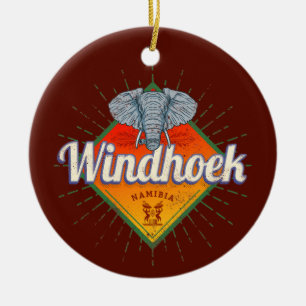 Windhoek Namibia Retro Elephant Vintage Africa Lug Ceramic Ornament