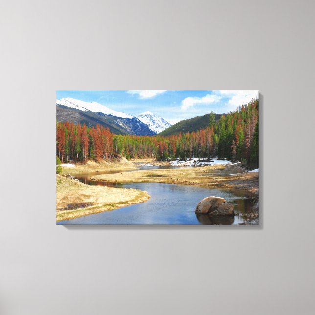 Winding Colorado River With Mountains and Pines Canvas Print (Front)