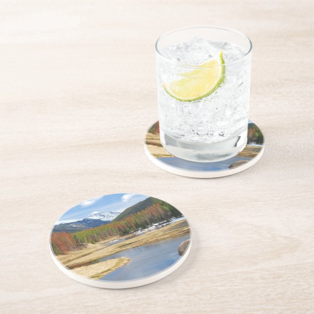 Winding Colorado River With Mountains and Pines Coaster (Side)
