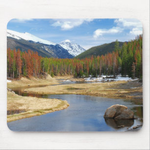 Winding Colorado River With Mountains and Pines Mouse Pad