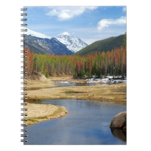 Winding Colorado River With Mountains and Pines Notebook