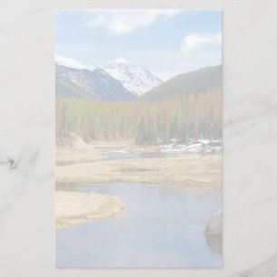 Winding Colorado River With Mountains and Pines Stationery