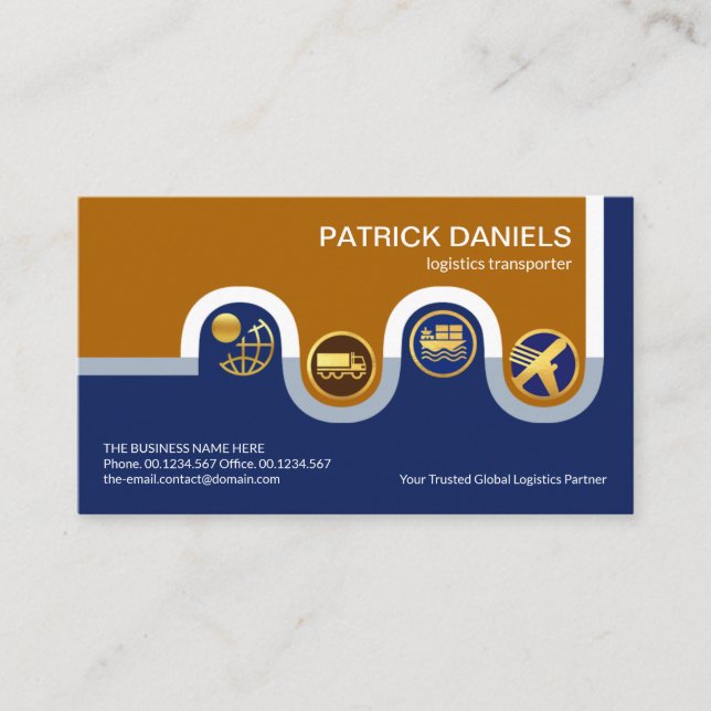 Winding Distribution Road Logistics Transporter Business Card (Front)