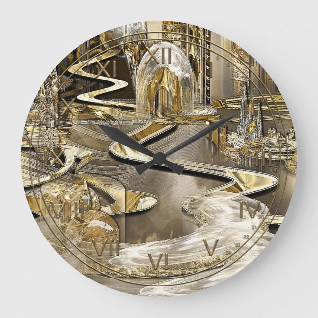 Winding Jackson Fantasy Futuristic City Large Clock (Front)