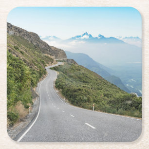 Winding Mountain Road Olympic National Park Square Paper Coaster
