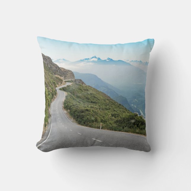 Winding Mountain Road | Olympic National Park Throw Pillow (Front)