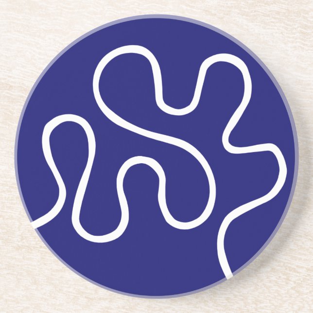 Winding Path - White on Deep Navy Coaster (Front)