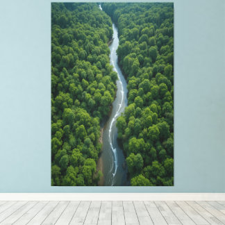 Winding River Through Lush Jungle Canvas Print