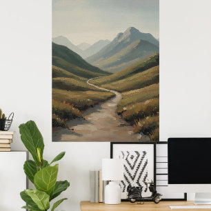 Winding River Valley a Peaceful Mountain Landscape Poster