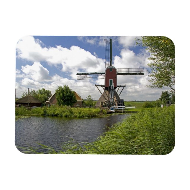 Windmill along a canal east of Leiden in the Magnet (Horizontal)