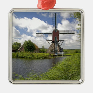 Windmill along a canal east of Leiden in the Metal Ornament