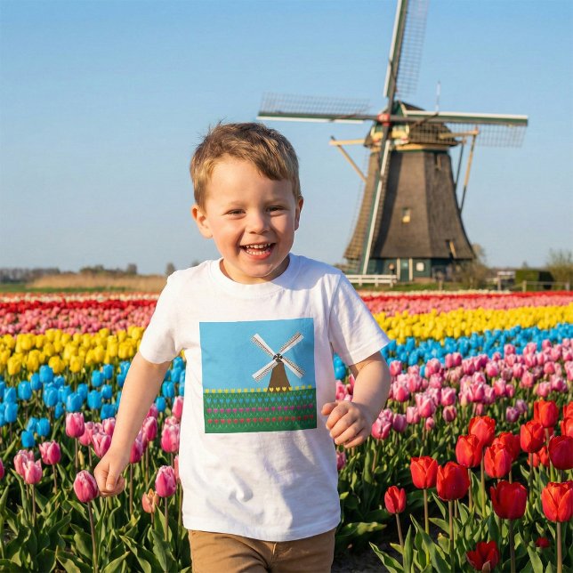 Windmill Amongst Tulip Flowers T-Shirt (Creator Uploaded)