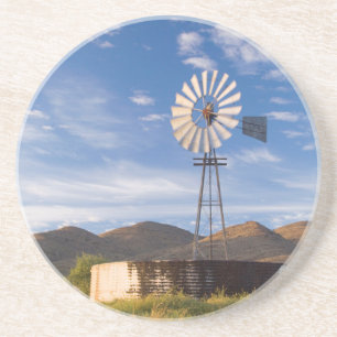 Windmill And Dam In The Karoo At Sunrise Coaster