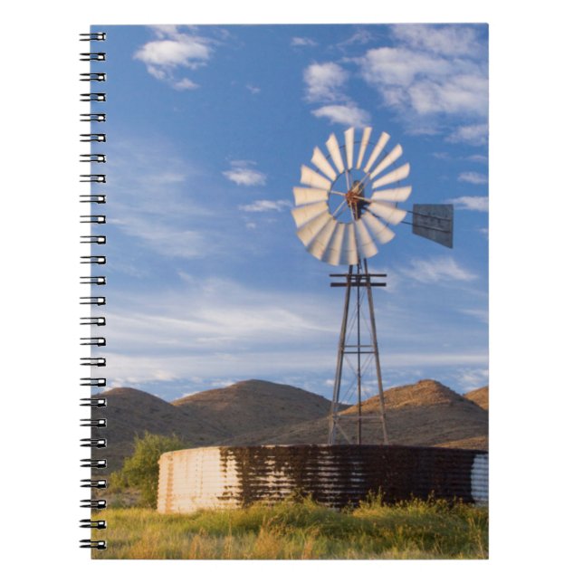 Windmill And Dam In The Karoo At Sunrise Notebook (Front)