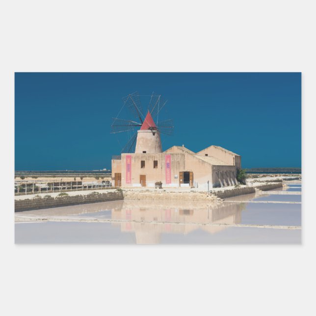 Windmill and salt pans at the salina of Trapani Sticker (Front)